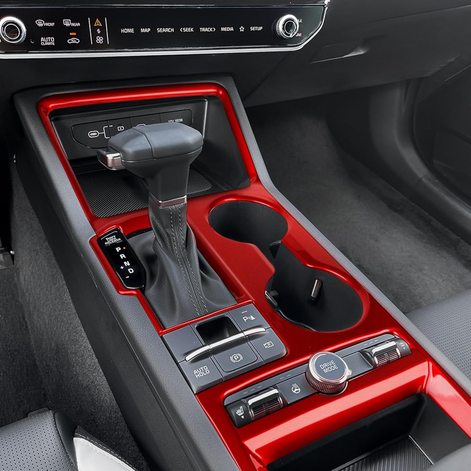 Gear Shift Panel Cover Interior Trim Compatible with Kia K5 2026 Accessories (Red)