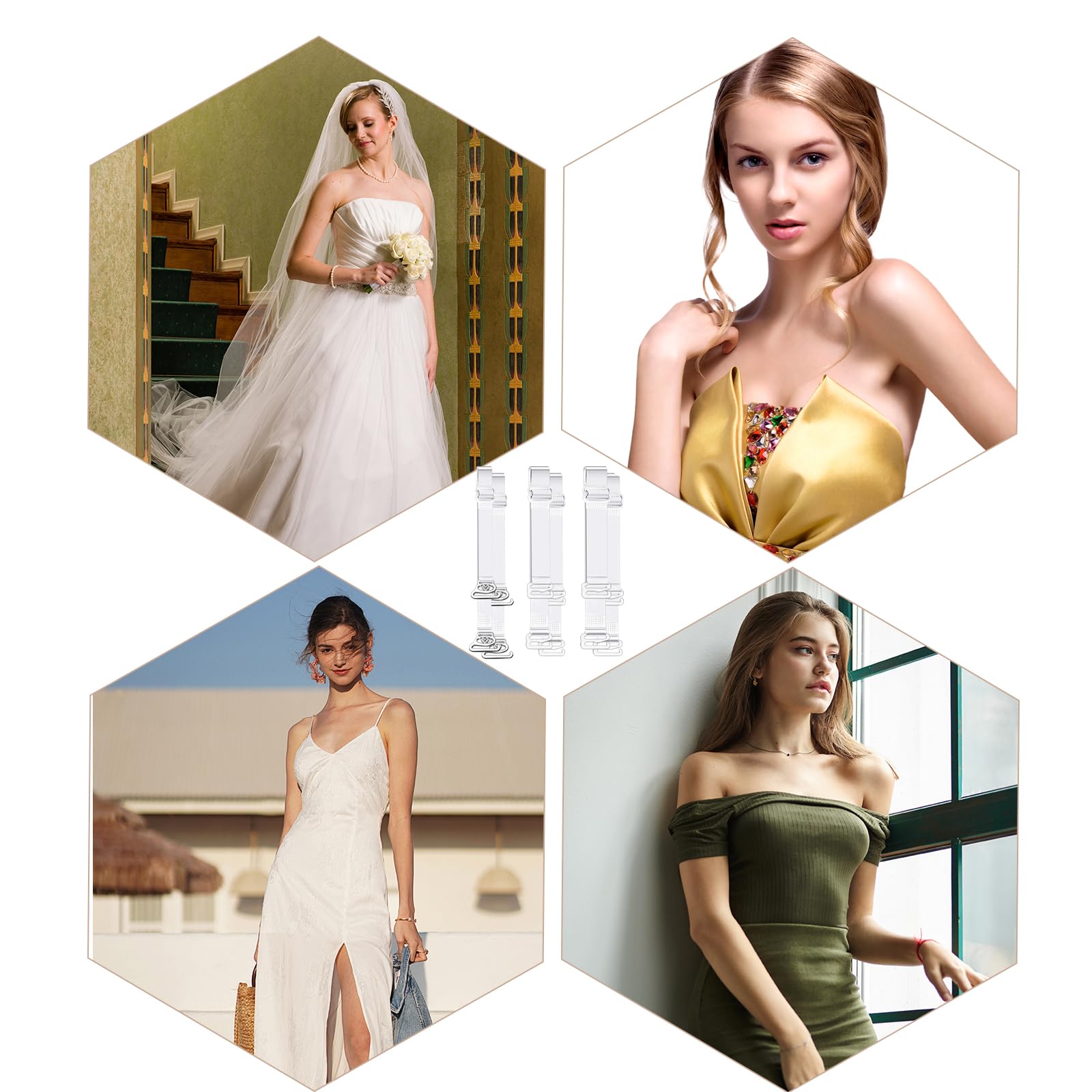 10 correas de sujetador, 6 sujetadores transparentes para mujer, 8 hebillas antideslizantes, diseño ajustable, adecuado para el uso diario, vestidos de novia, vestidos de noche, adecuados para