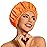 Reusable Shower Cap for Women, Large Waterproof Shower Essentials Bonnet Washable Elastic Band Bath Hair Wrap Hat for Long Hair, Braids(Orange)