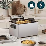 Princess Deep fryer, capacity 5 litres, 3270 W, cold zone technology, viewing window, stainless steel, double thermostat, easy to clean, removable parts, 01.184090.01.001 - 3