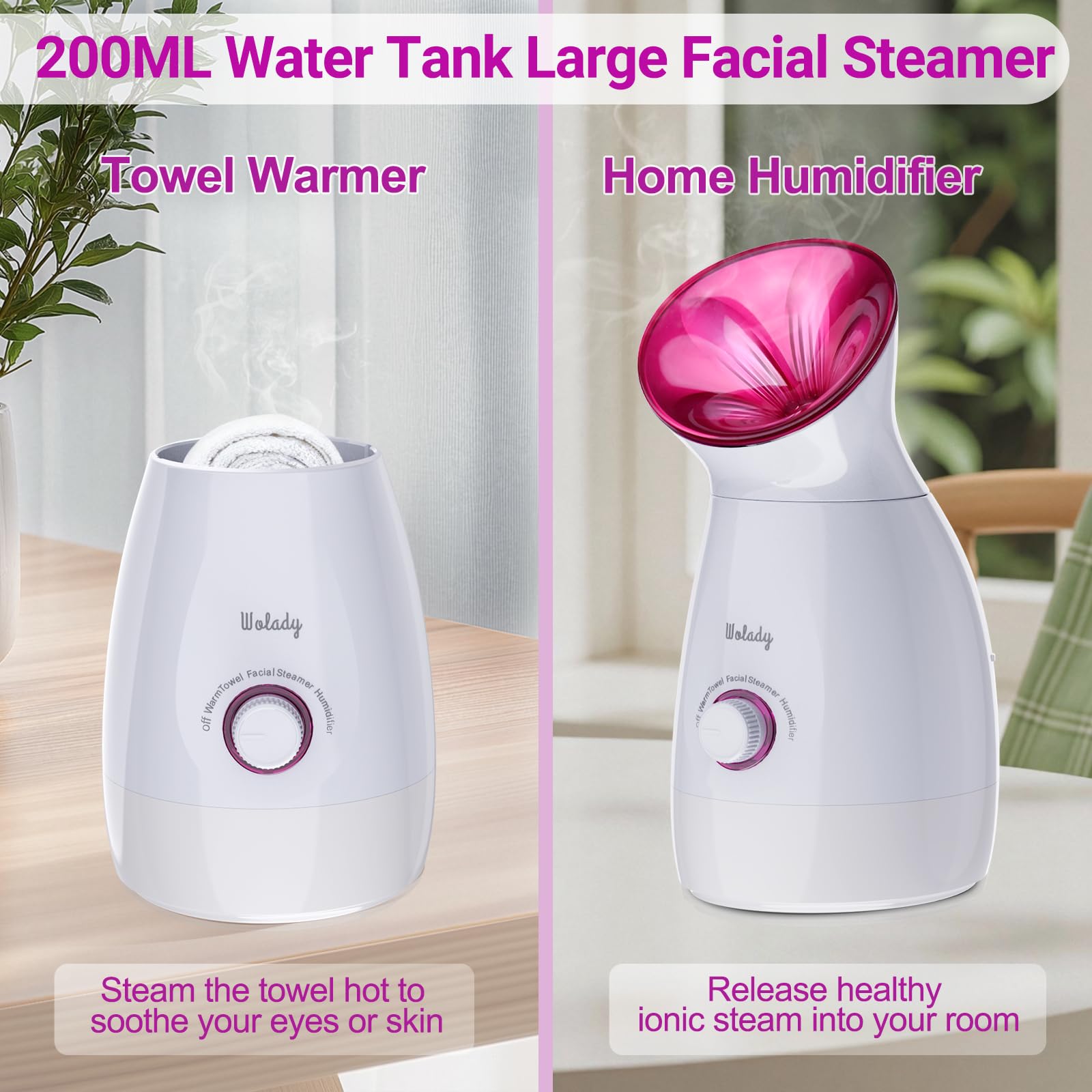 Vapeur Visage Vaporisateur Sauna 3 en 1, Spa Facial Chaude Nano Ionique avec Accessoires de Soin