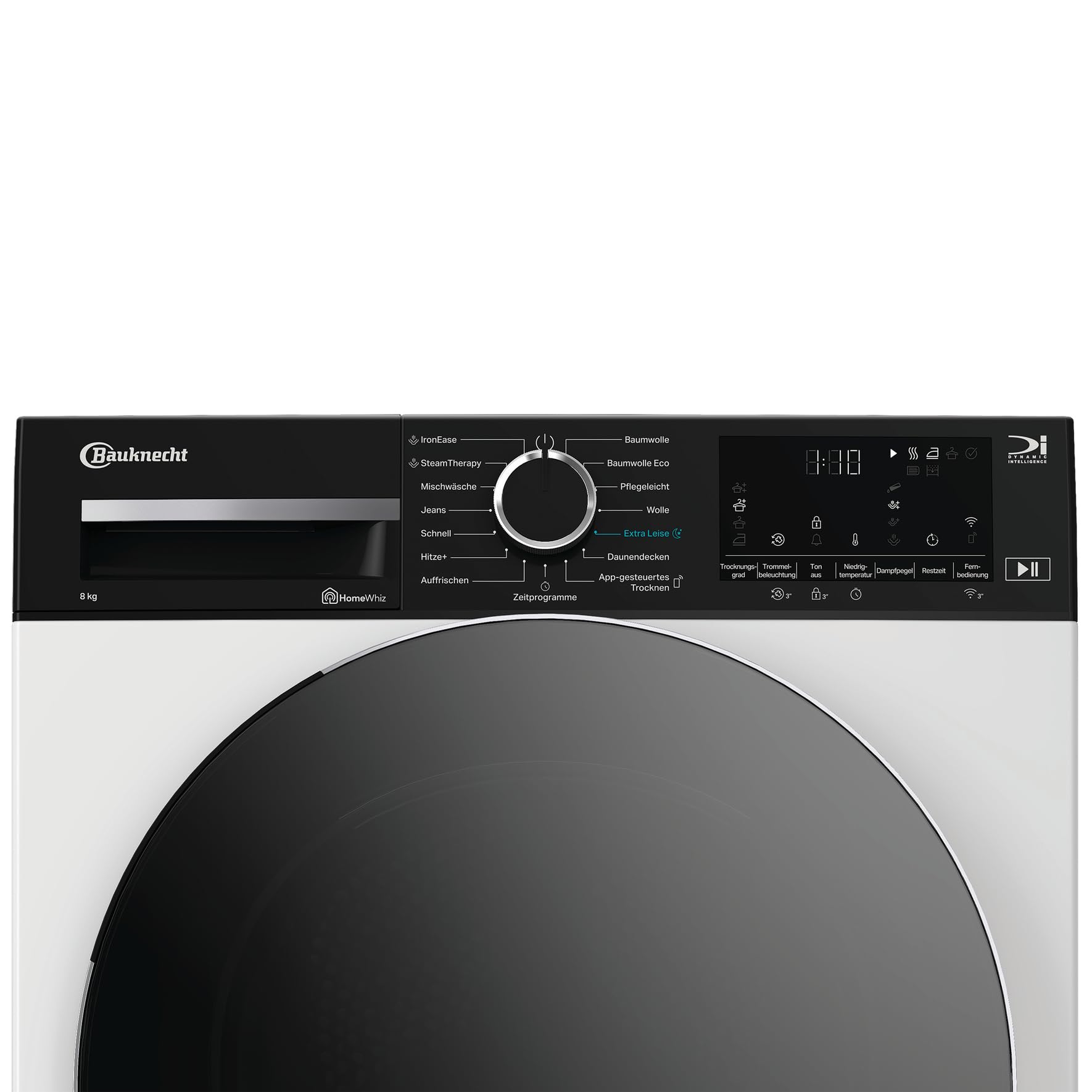 Bauknecht BD 8A WB Wärmepumpentrockner, 8 kg, IronEase - Bügelfrei, A-Noise – besonders leise, Precision Dry, Adaptive Dry, HomeWhiz App, Sport-Programm, Steam Therapy, Weiß