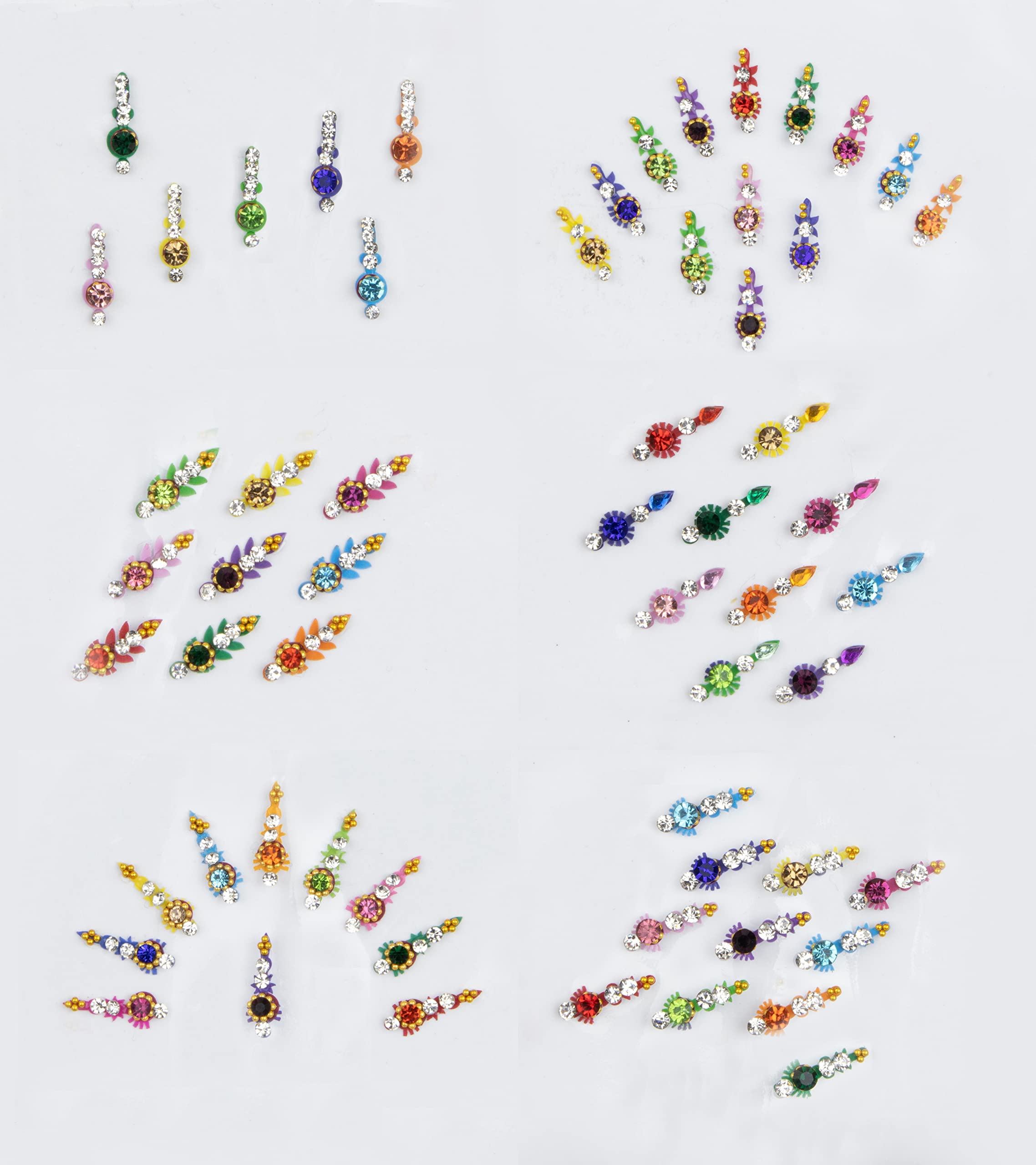 Kausi Jewellers (Pack Of 10) Small Stone Fancy Self-Adhesive Bindies For Women,Girls For Wedding, Parties, Wedding Dulhan Bindi Designs (Pack Of 10)