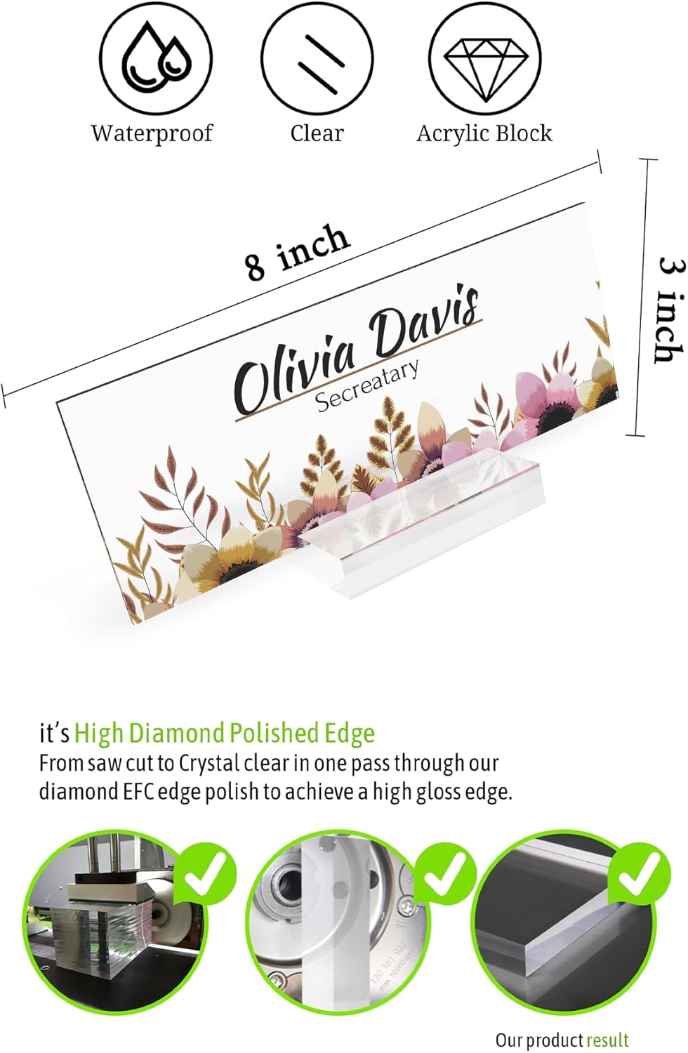 Personalized Custom Name Plaque sign for Desks Office Customized Desk Plate Acrylic