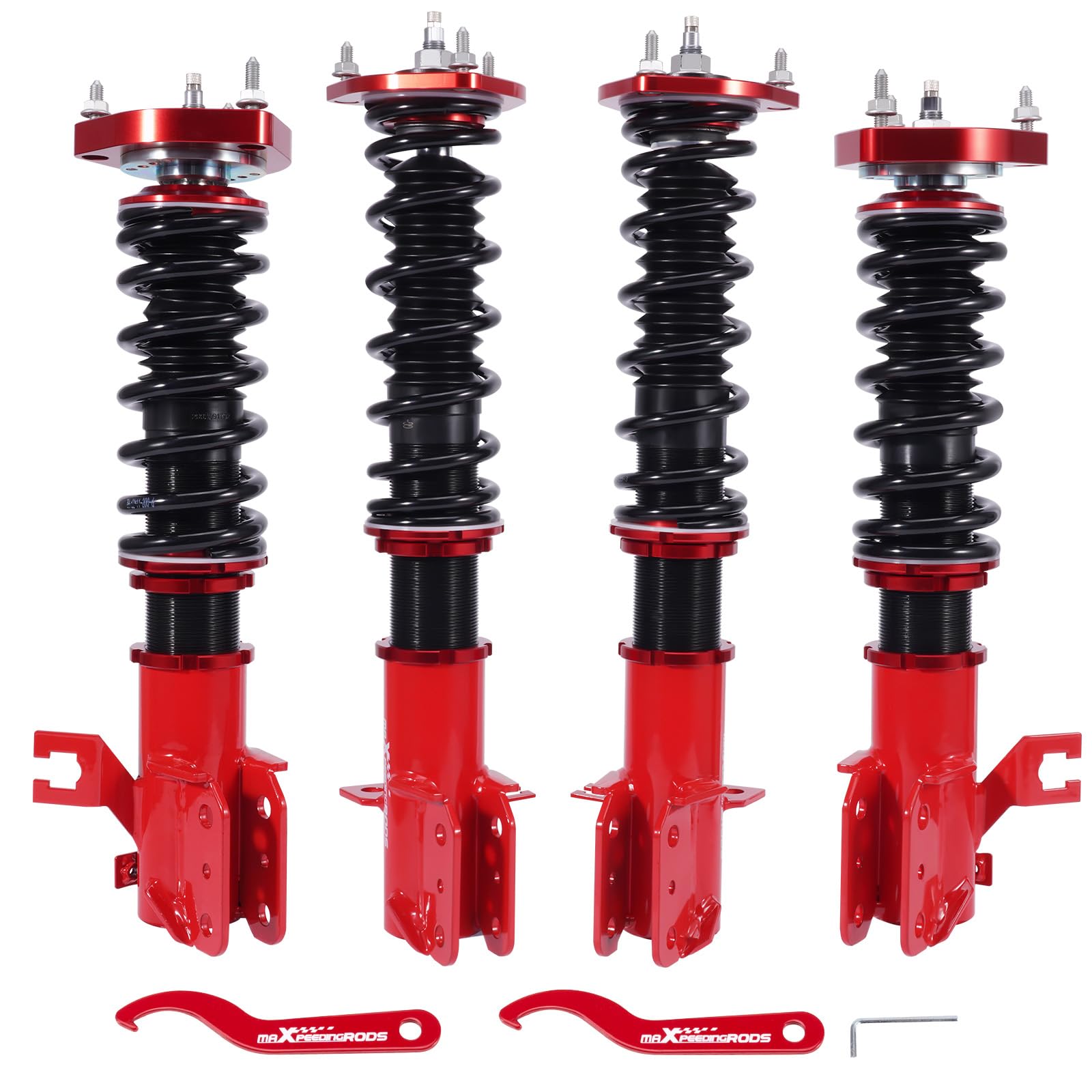 maXpeedingrods Coilovers for Nissan Sentra B13/N14 1991-1994, 24 Levels Damper Adjustable Coilovers Suspension Kit, Height Adjustable Shock Absorber Lowering Kit, Red