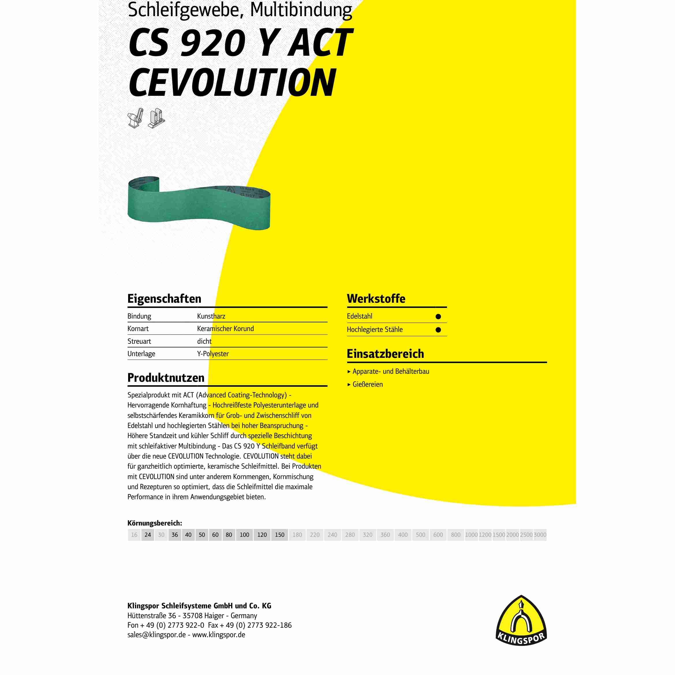 CS 920 Y Lot de 10 rubans multi-liaisons en céramique 75 x 2000 mm Grain 40 F4G