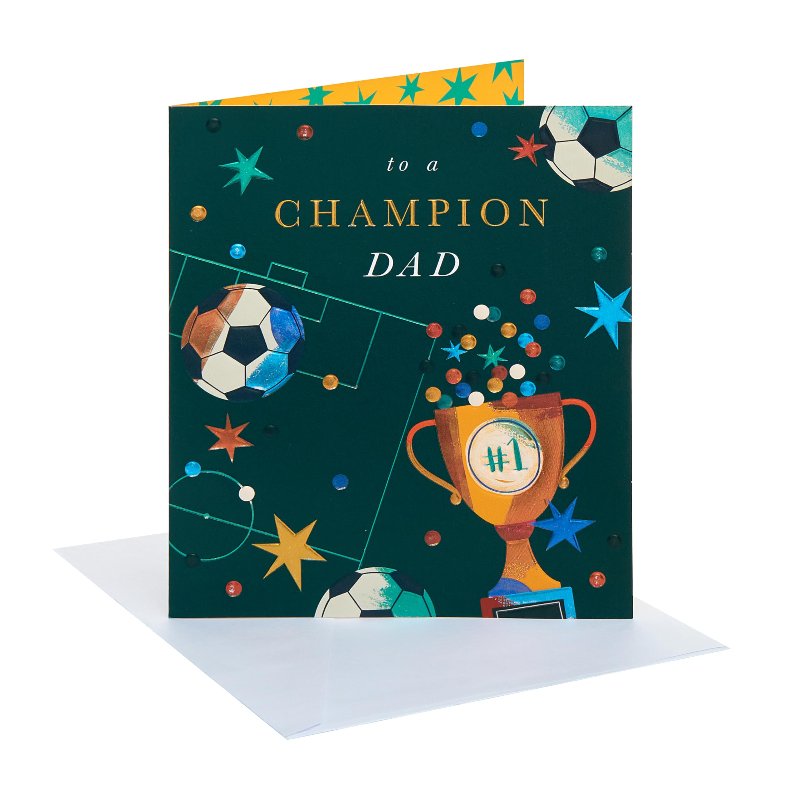 UK Greetings | Father's Day Card for Dad | Card for Dad, Grandad, Husband | Him, Boys, Men | Football Design | With Envelope | 15.9 x 18.4 cm