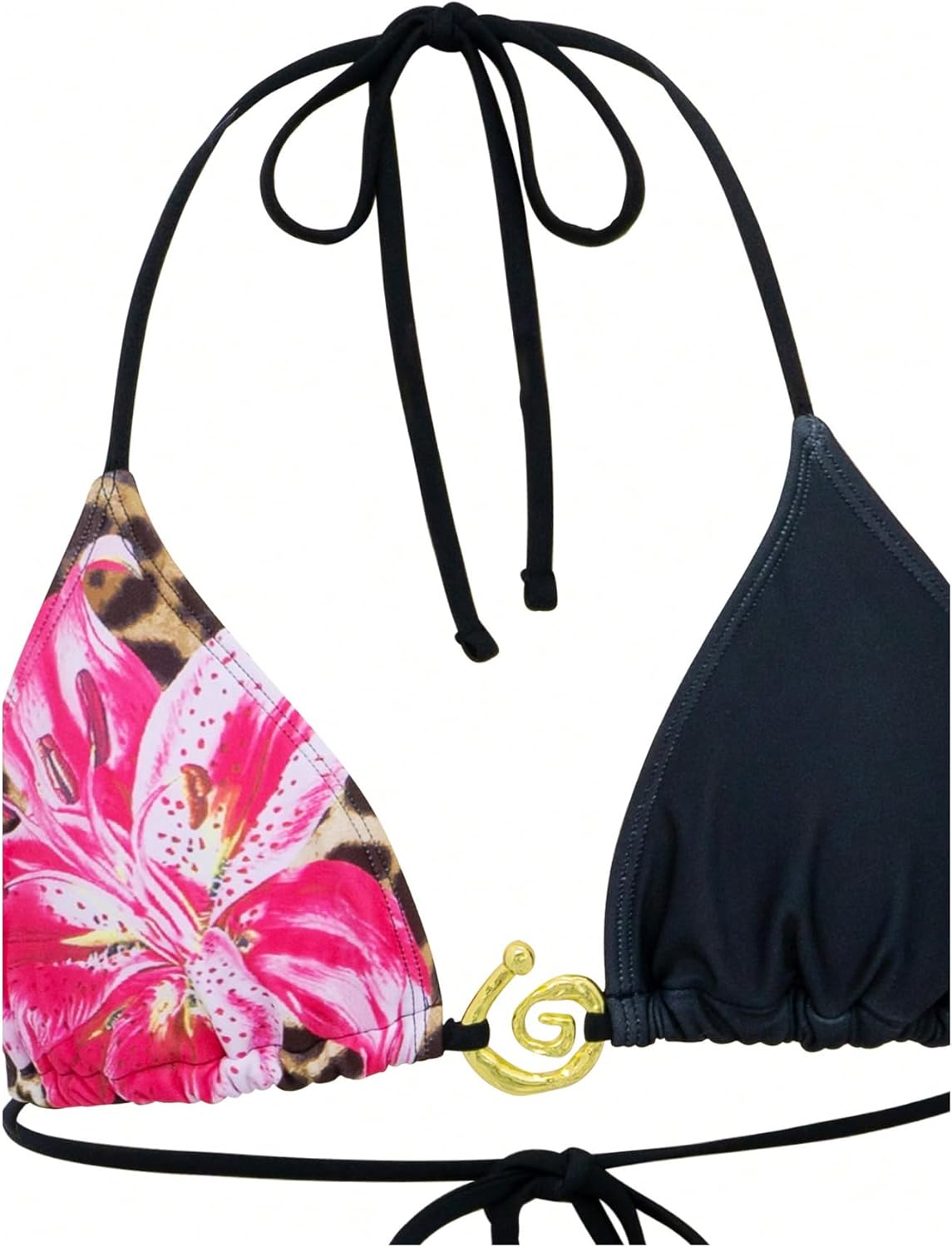 Verdusa 3 Piece Swimsuits for Women Floral Halter String Bikini Top Panty with Sheer Cover Up Skirt - Image 3