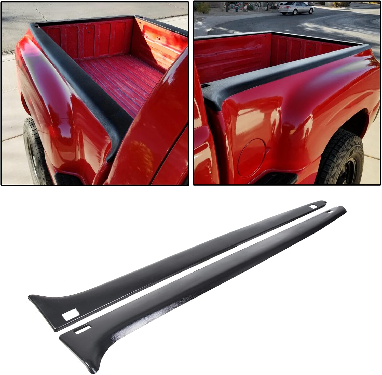 HECASA Bed Rail Caps Stepside Compatible with 1999-2005 Chevy Chevrolet Silverado 1500 GMC Sierra 1500 Crew Cab Extended Cab Left+ Right Replacement for 15932239/15932238