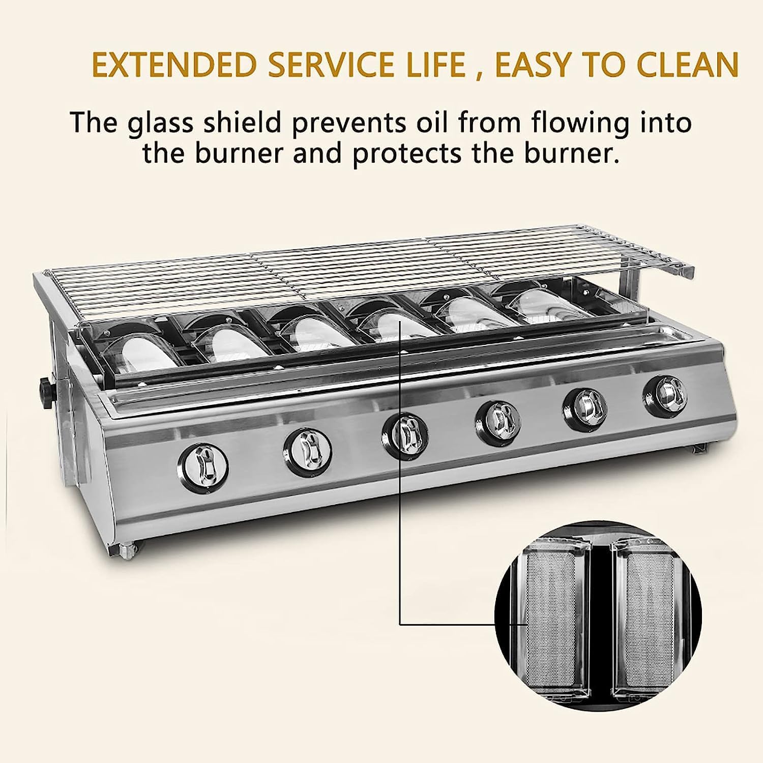 Amazon | 6バーナーBBQガスグリル、2800Pa商用ガスLPGグリル