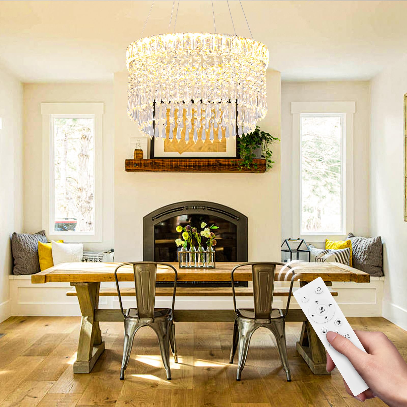 Lampadari moderni di cristallo Lampadario di lusso a goccia 45cm sospensione con montaggio ad incasso Illuminazione lampadario a soffitto per sala da pranzo soggiorno cucina isola