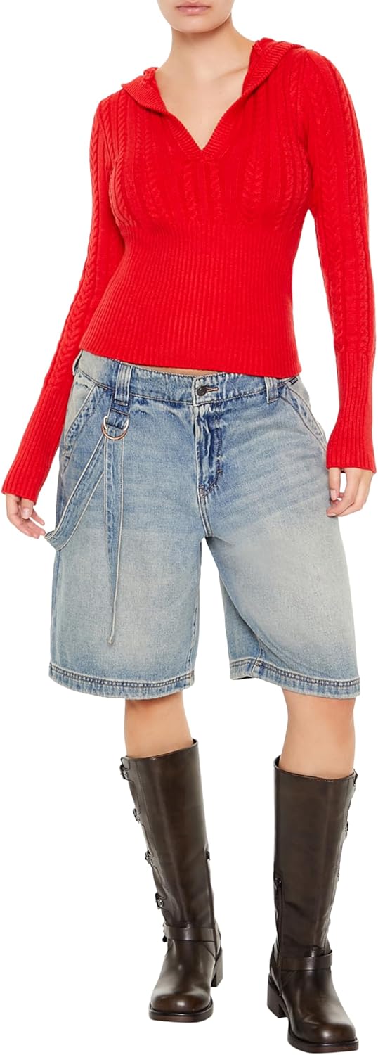 Forever 21 Womens Hooded Cable Knit Sweater - Image 2