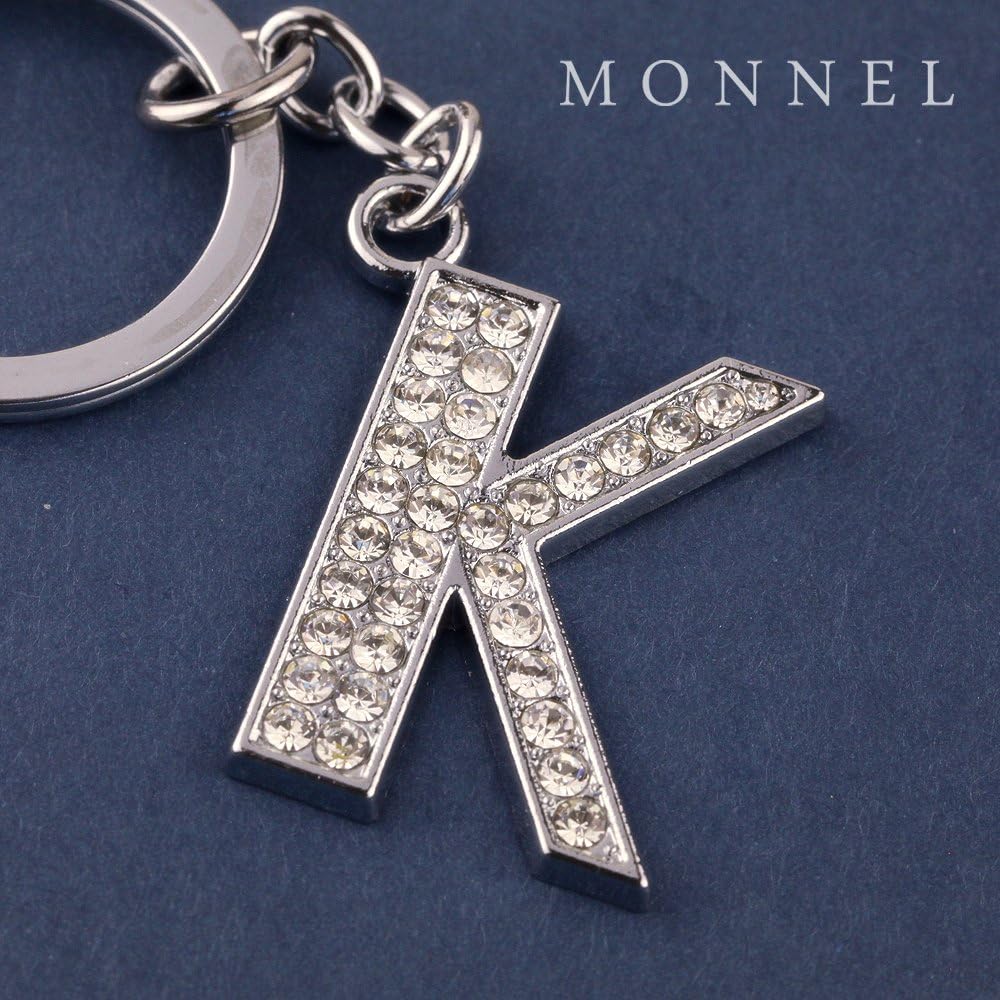 Z294F Bling Crystal Alphabet Initial DIY Letter K Keychain Key Ring for Pet Dog Cat Collar