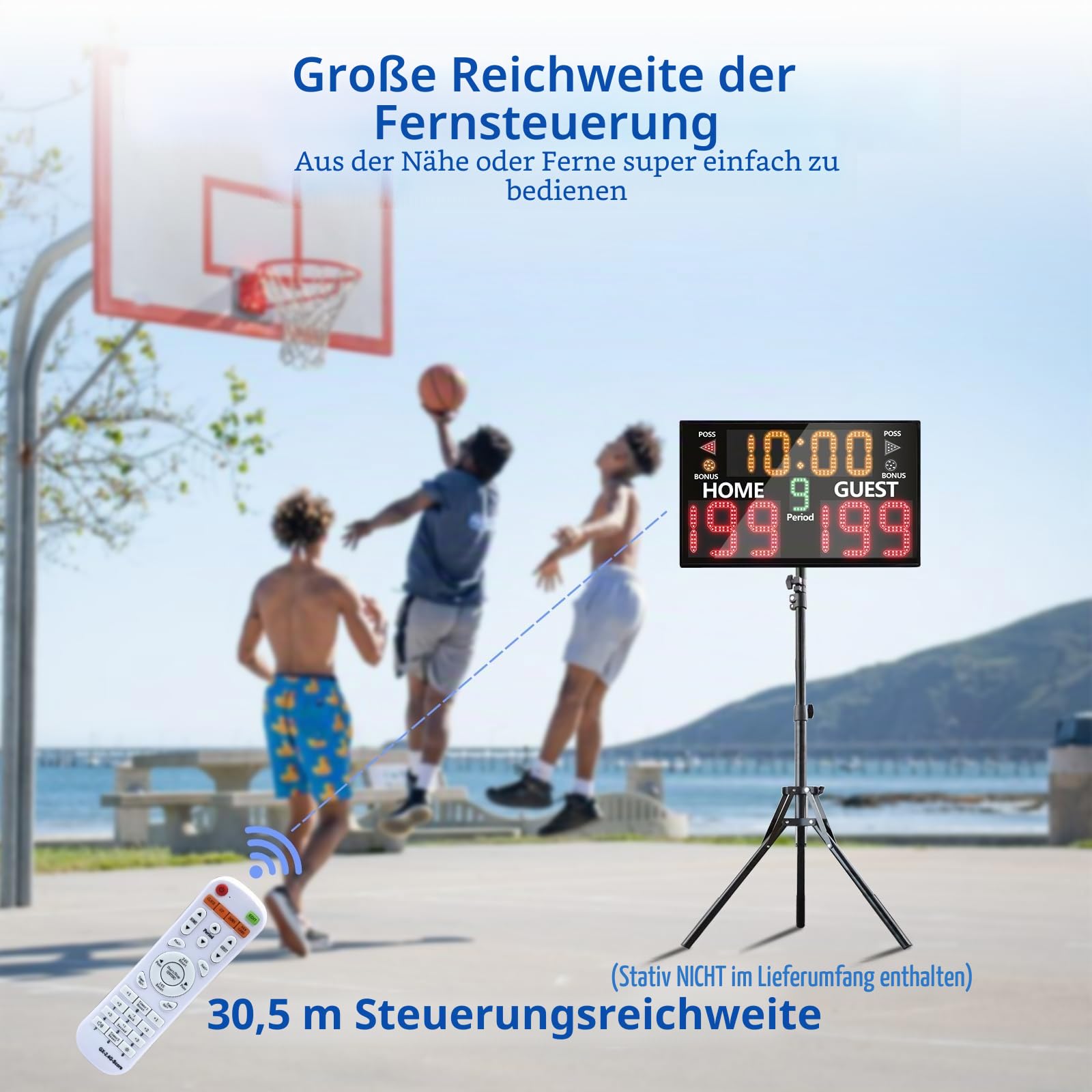 YZ Digitale Anzeigetafel mit Fernbedienung, tragbare Basketball-Anzeigetafel mit Timer-Uhr, elektronische Anzeigetafel mit Fernbedienung, Tisch-Anzeigetafel, Punktezähler für Outdoor-Spiele