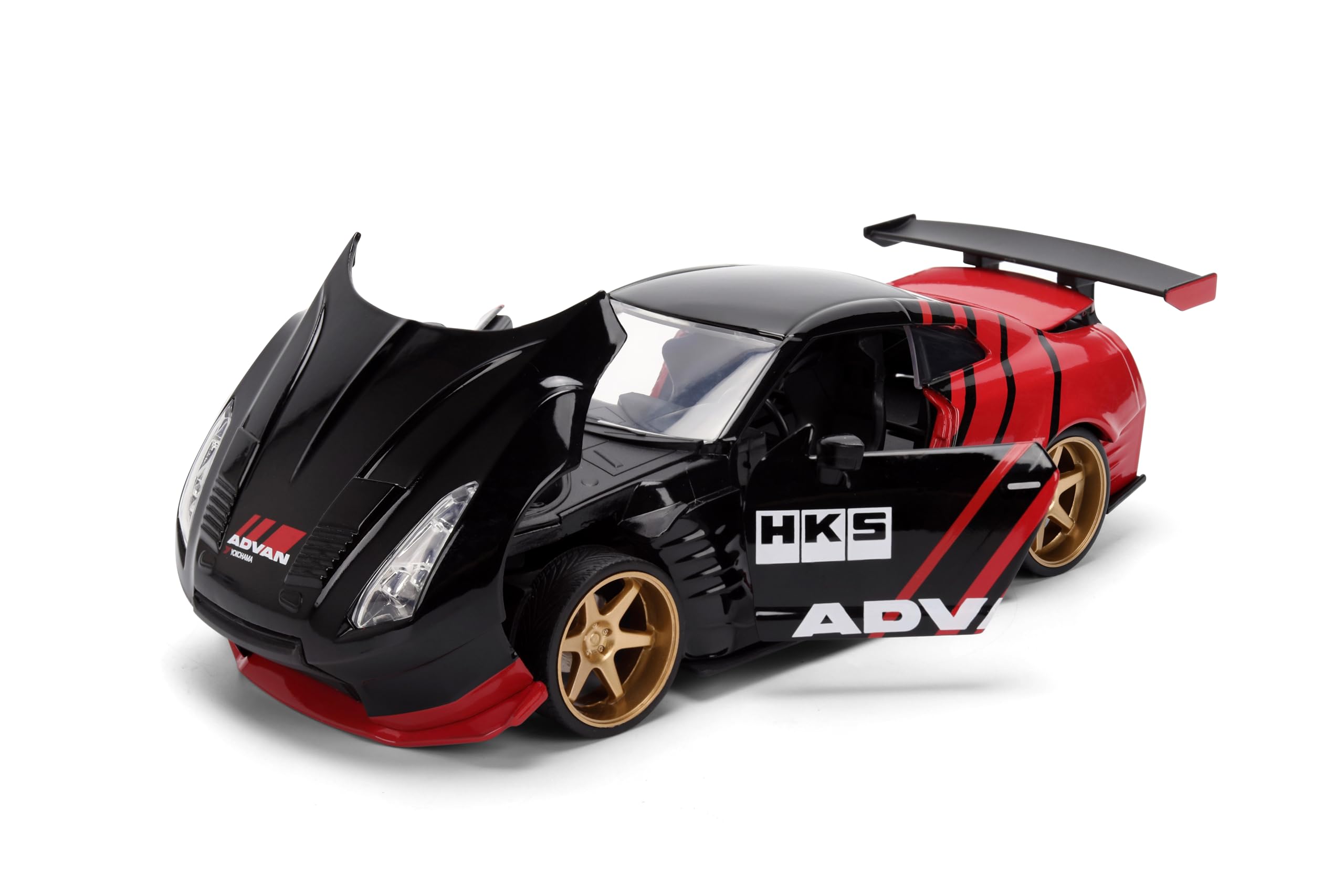 Jada 2009 Nissan GT-R Ben Sopra HSK Advan, Schwarz/Rot Toys 37022-1/24 Druckguss-Modellauto