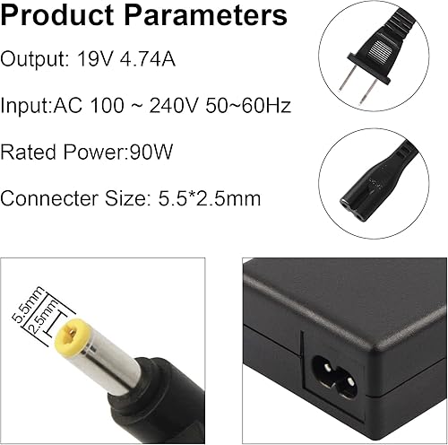 Miniatura 6 de Adaptador de CA de 90 W Cargador para portátil Toshiba Satellite L305 L305D L455 L505 L505D L635 L645 L655 L655D L745 L755 L775 L855 L875 A105 A135