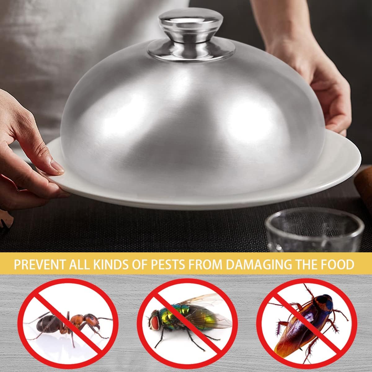 10 Inch Stainless Steel Food Dome -Dust and Steam Protection Dome for Home and Restaurant for Melting Cheese, Cakes, Desserts and Burgers
