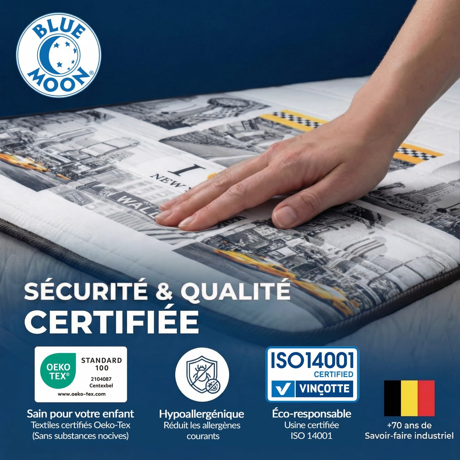 Blue Moon Matelas New York 90x190 | Mousse Ferme | 15 cm