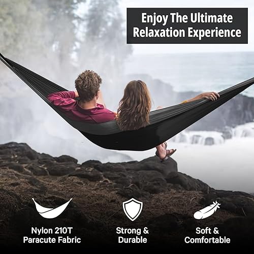 Miniatura 7 de Vigel Hamaca de camping  Hamaca duradera doble o individual  Hamaca portátil para árbol  Hamacas para exteriores  Fácil de instalar, accesorios de