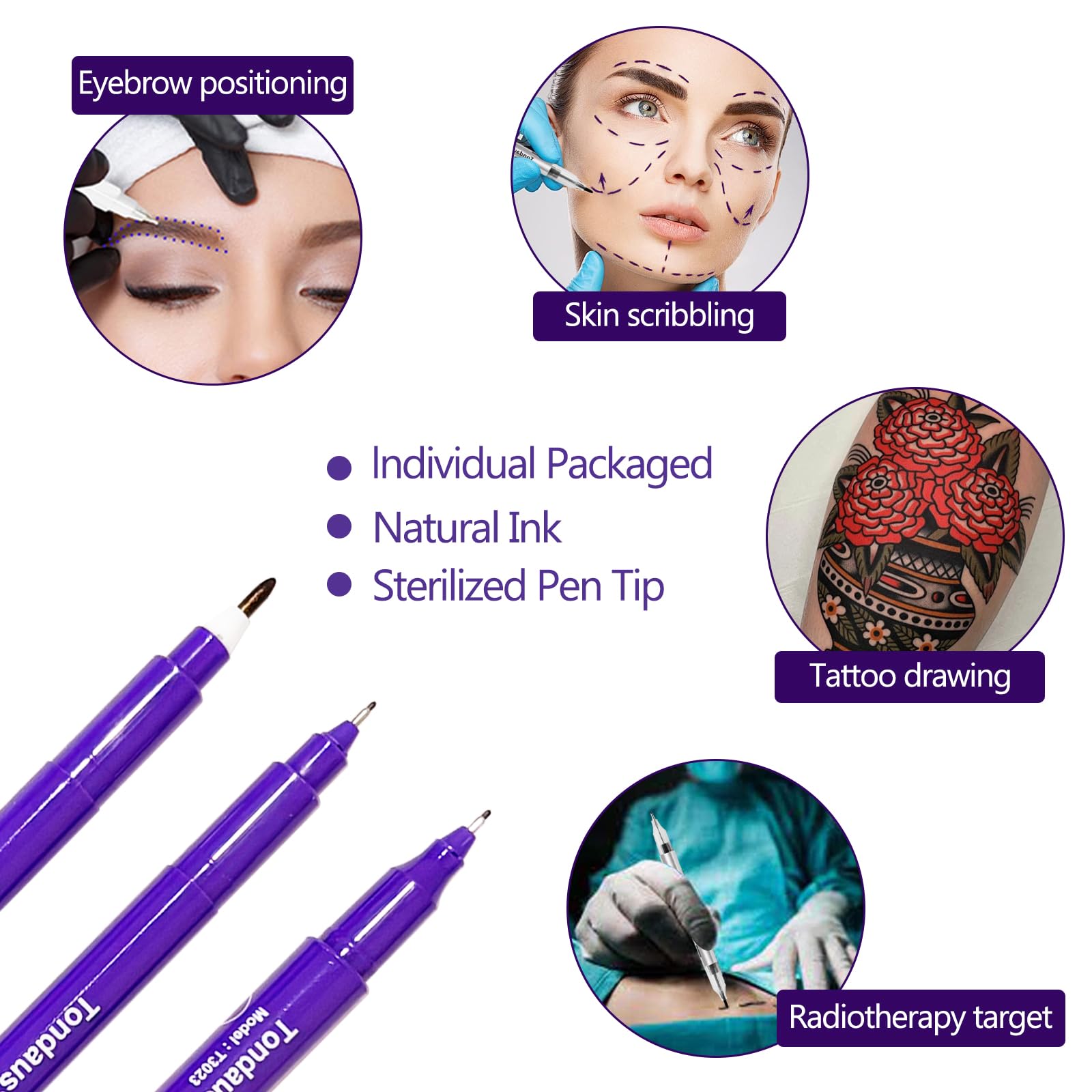 6pc Skin Marker Pen Surgical Tip PMU Mapping Tool Ruler (Purple) — Amazon image 4