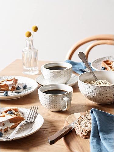 Vista 11 de LE TAUCI Tazas de café expreso con platillos de 3 onzas, taza de café en relieve de cerámica para doble disparo, Lungo, Ristretto, apto