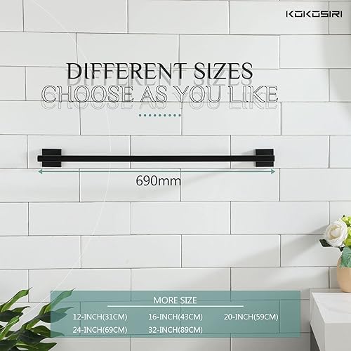 Miniatura 4 de KOKOSIRI Toallero de 24 pulgadas, toallero, toallero, baño, toallero, soporte para papel higiénico, soporte para rollo de inodoro, negro mate,