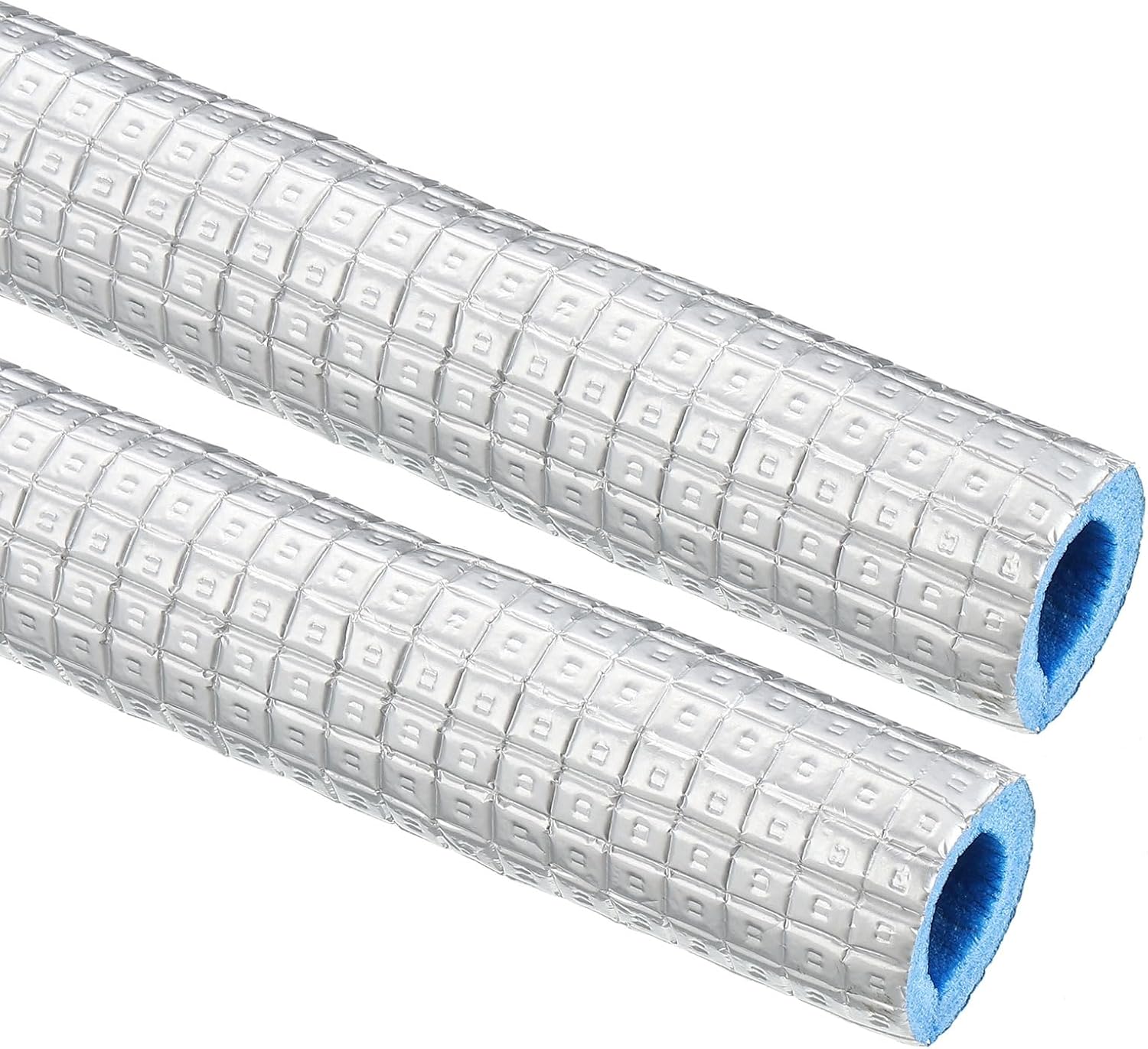 PATIKIL 5.6Ft Pipe Insulation Foam Tubing, 4Pcs 20mm(13/16") ID 38mm(1-1/2") OD Heat Preservation XPE Foam Tube Wrap with Aluminum Foil for AC Unit Air Conditioning Water Pipe, Silver Blue