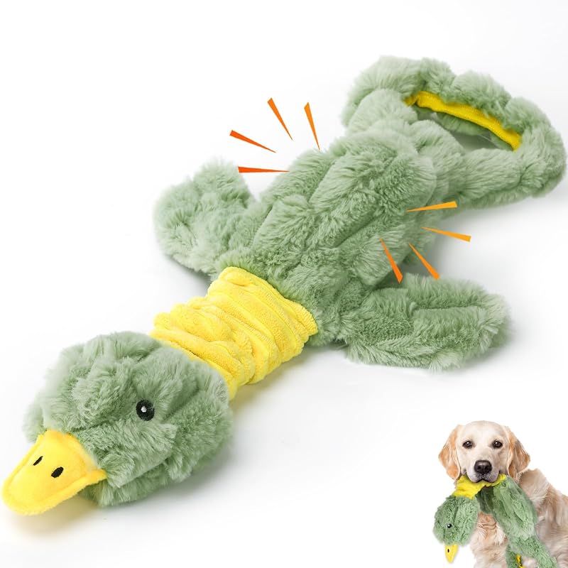 Brinquedo para Cachorro com Apito e Papel Crepitante, Pato de Pelúcia para Cabo de Guerra Eneston LY-01 – 43,18 x 22,86 x 6,1 cm, 159 g