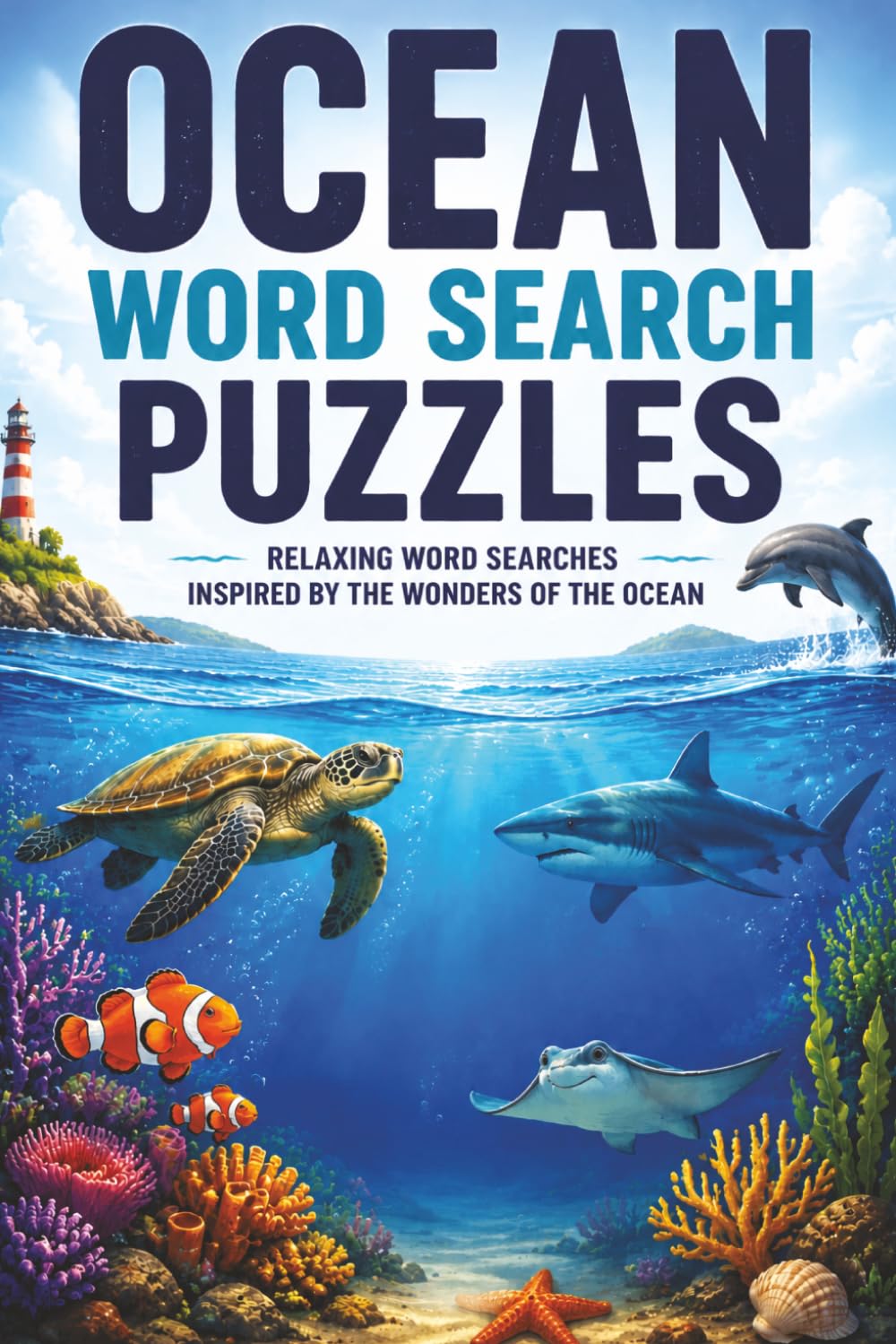 Ocean Word Search Puzzles: 60 Relaxing Puzzles with Marine Life, Corals, & Sea Creatures: Stress Relief & Calm for Adults & Seniors – Ocean-Themed Word Search Book