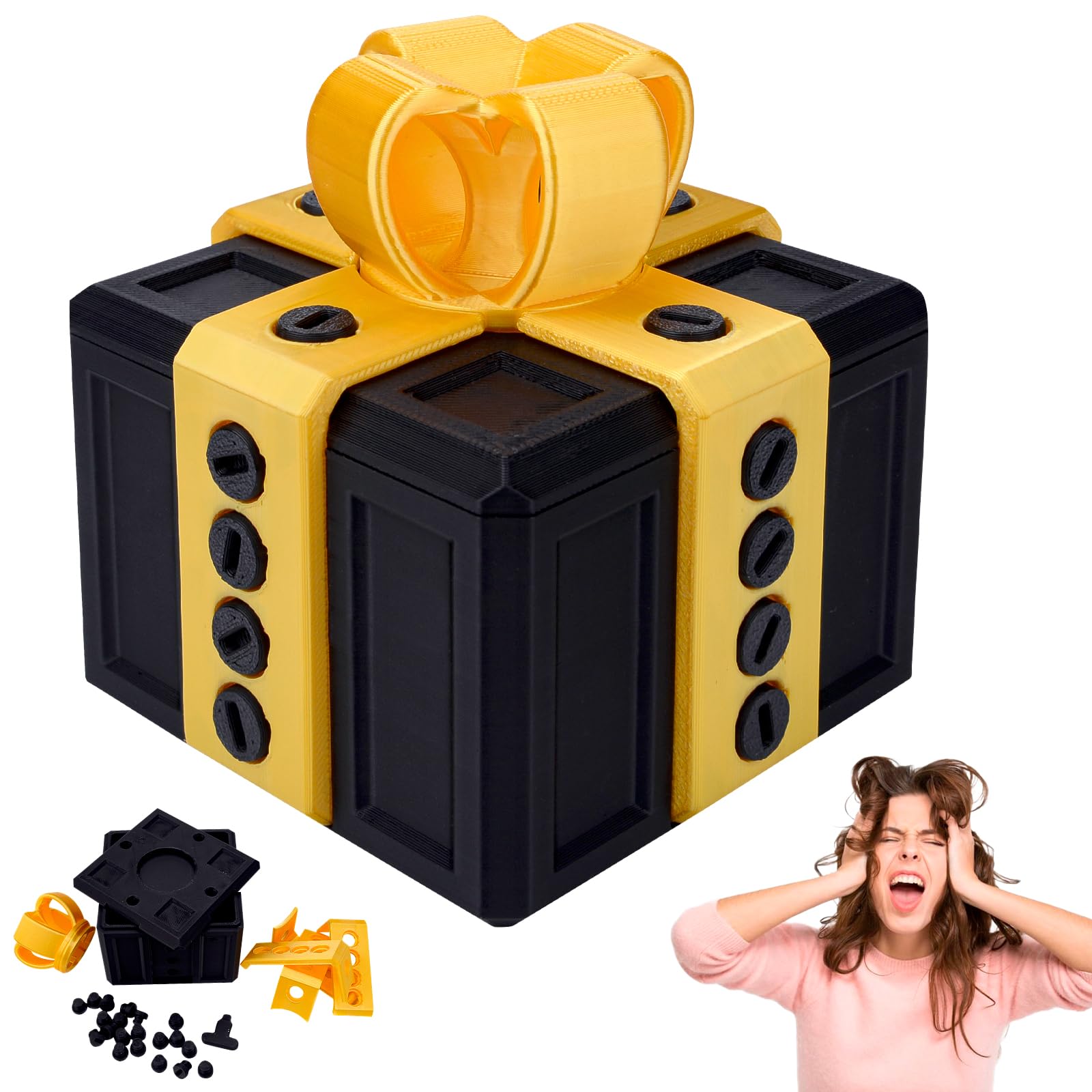 Annoying Gift Box With Twist Storage, 8CM 3D Printed Prank Gift Box with Screws, Novelty Fidget Toys for Adults, Funny Money Surprise Boxes Gifts for Valentine's Day Birthday Desk Decor