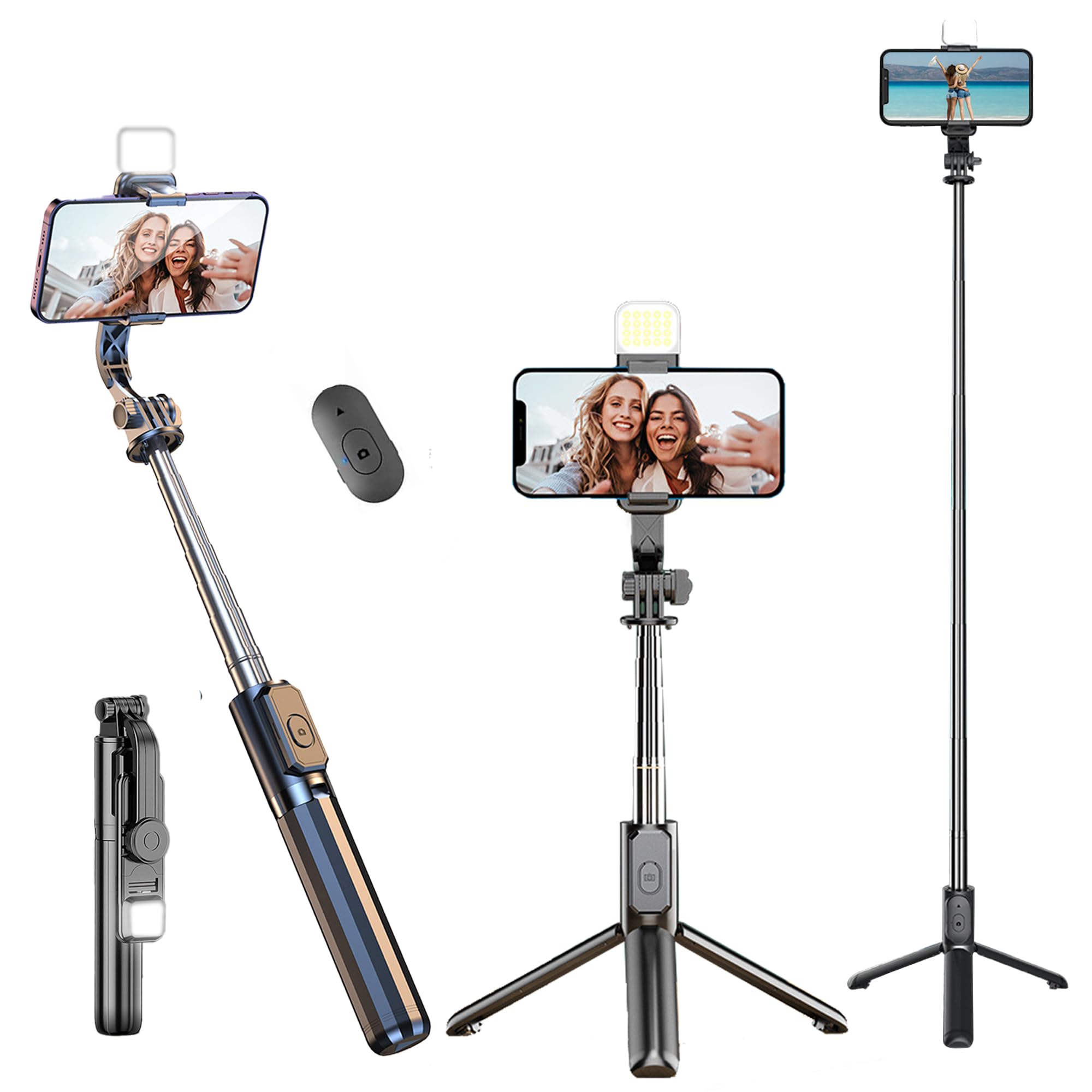 Kratos K14 Selfie Stick Tripod, 100CM Length with Light, 3 in 1 Multifunctional Design, Rechargable LED Light with Two Brighness Levels for Make up, Selfie & Photo Shoot with Bluetooth Remote-picture-37