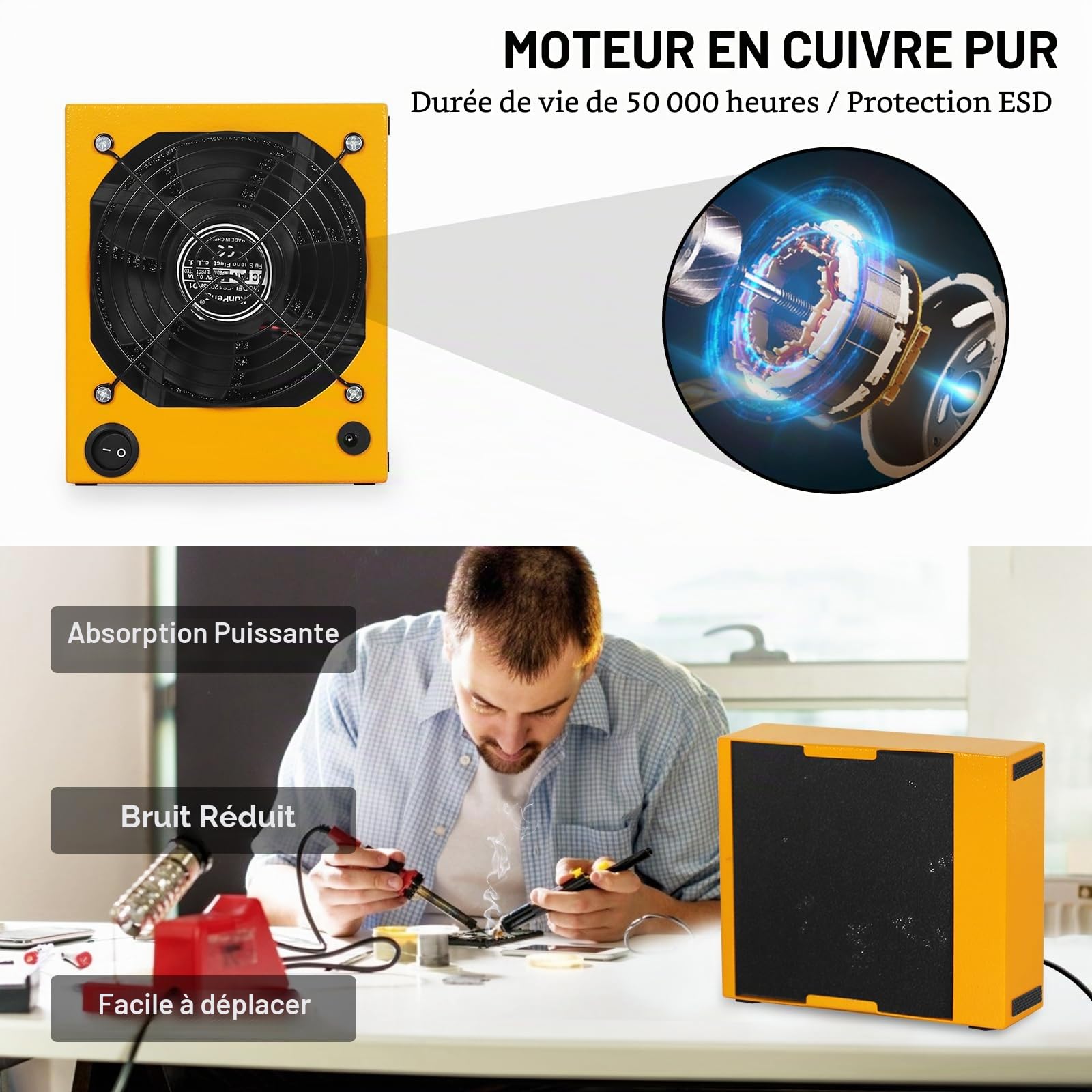 Aspirateur à vapeur de soudure - Absorbeur de fumée - 12 V - Ventilateur de travail DIY pour station de soudage