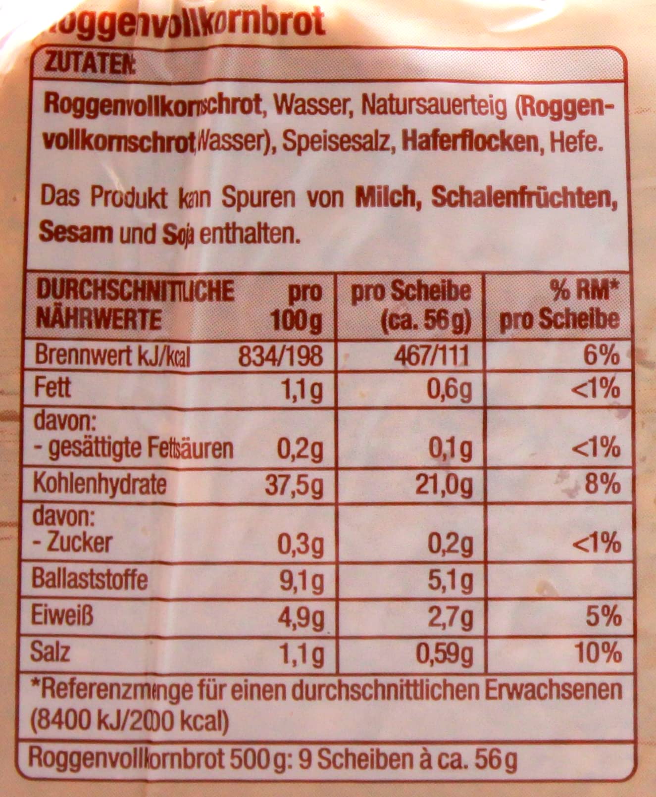 Edeka Gut & Günstig kerniges Roggen-Vollkornbrot, 12er Pack (12 x 500g)
