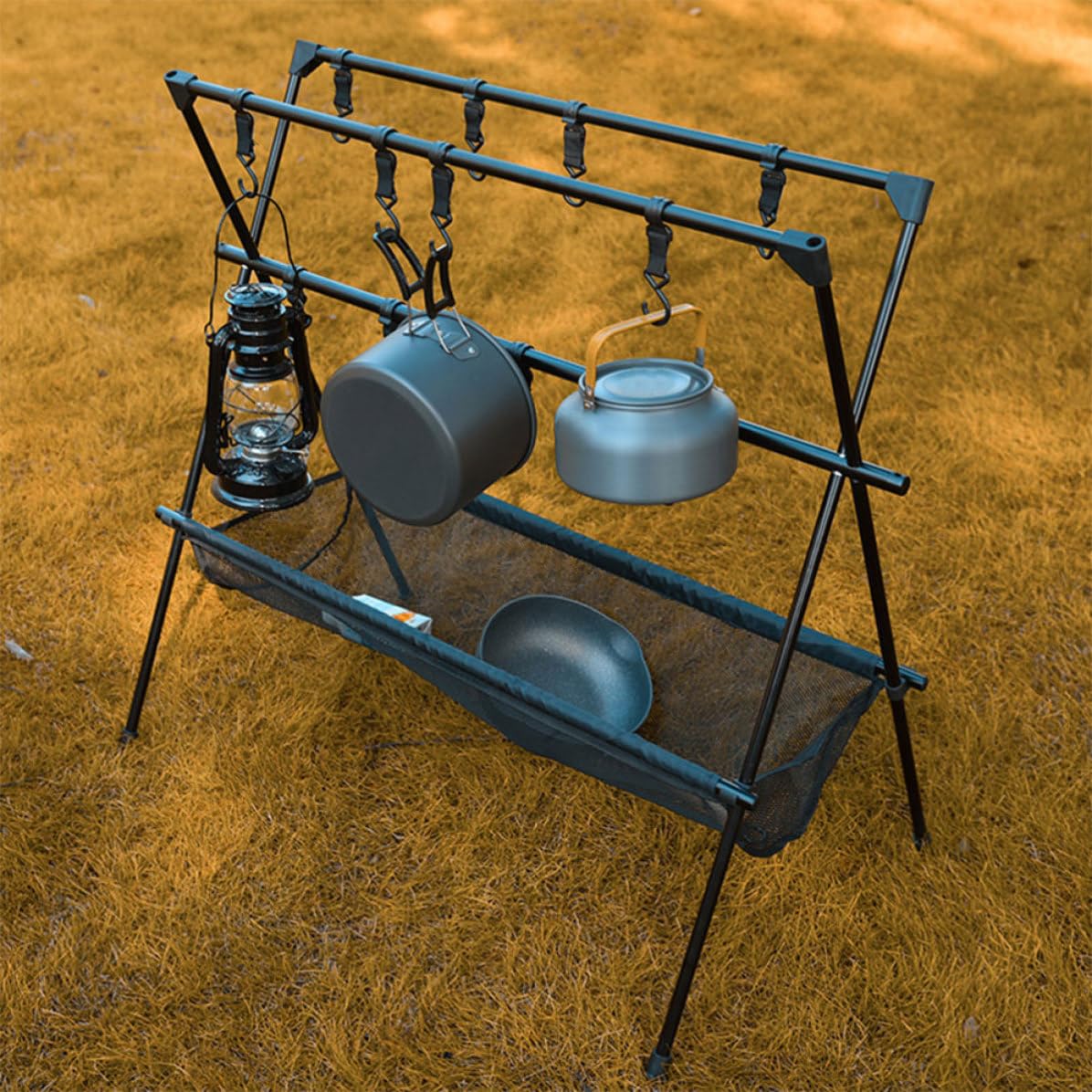 Trépied de Camping Pliable en Alliage D’aluminium Noir
