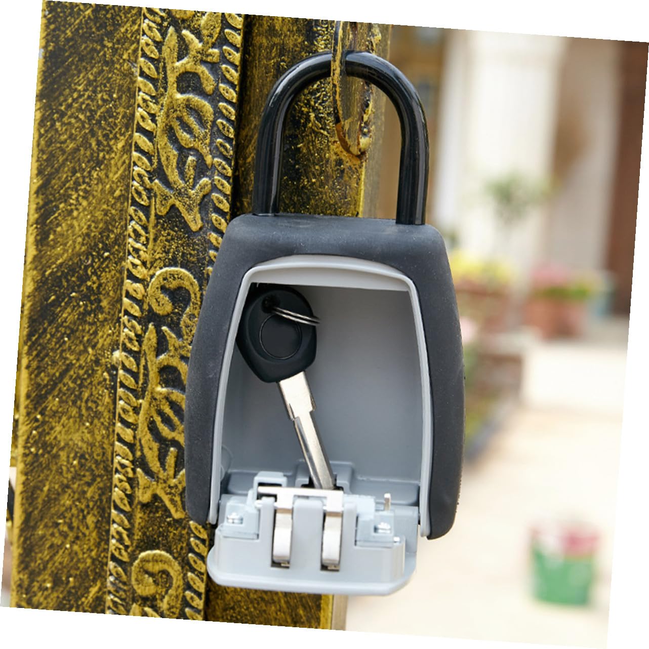 MAGICLULU Cassetta Di Sicurezza Portatile Con Serratura A Chiave Reale 4 Codici Robusta Facile Da Installare Per Esterni Casa E Ufficio