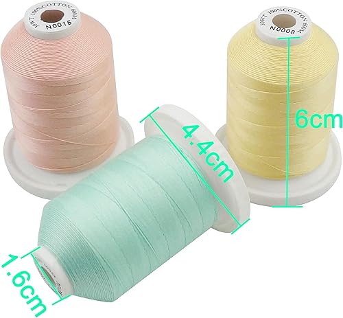 Miniatura 42 de New brothread - 18 opciones - Hilo multiusos de algodón 100% mercerizado 50S/3 600M cada carrete para acolchado, serger, coser y bordar - 8 x blanco
