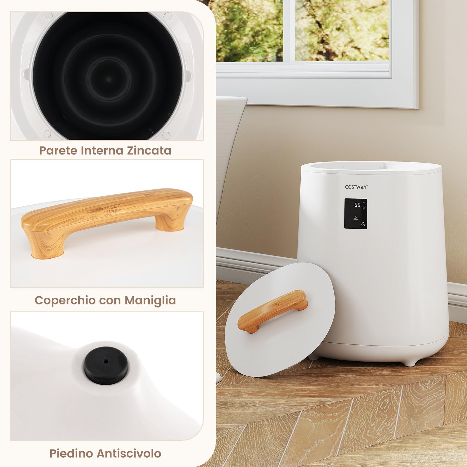 RELAX4LIFE 18 L Scaldasalviette Elettrico Bagno con Display LED, Riscaldamento Rapido, Spegnimento Automatico, Secchio Portatile, Scalda Asciugamani, Coperte, Vestiti, Calze per Spa, Casa (Bianco)