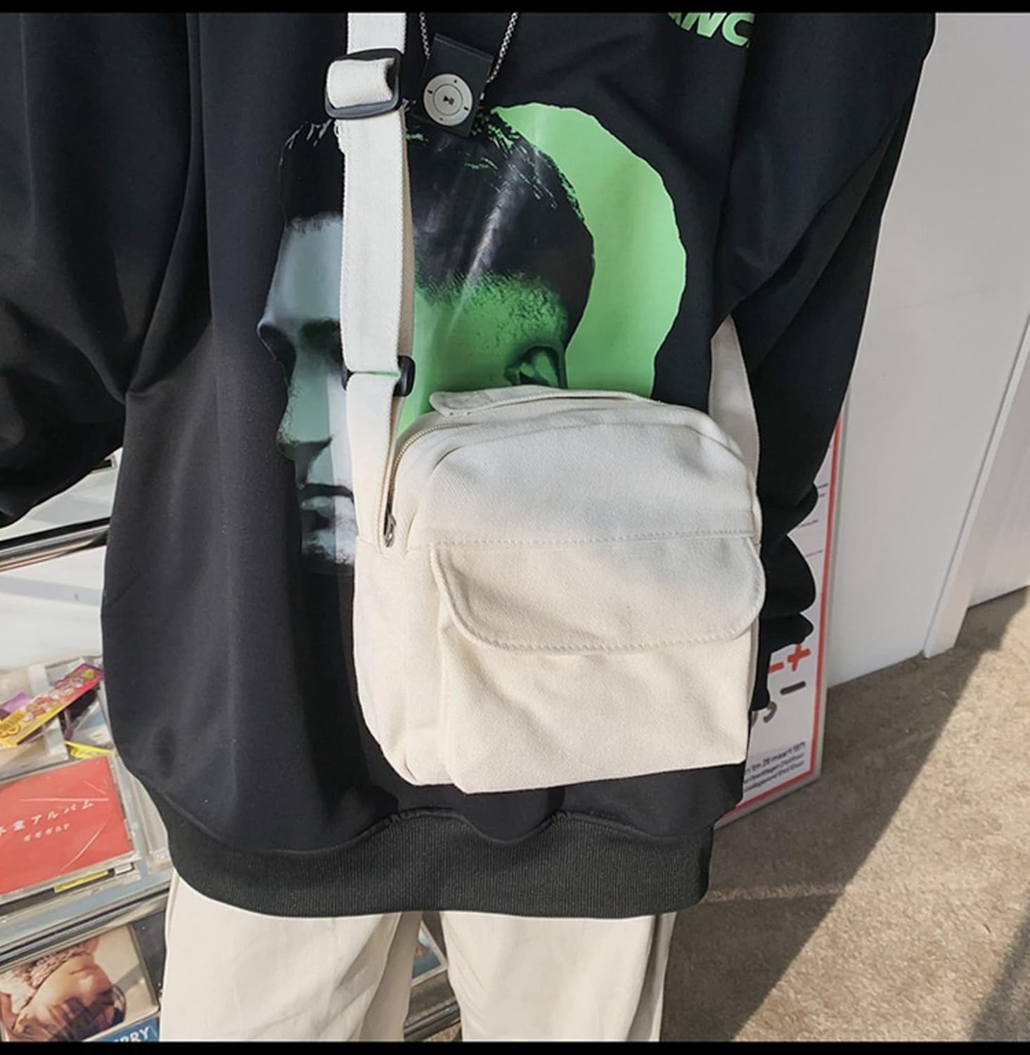 Crossbody Dumpling Bag Shoulder Bag Hobo Style Handbags Single Shoulder Bag for Women & Men Travel Small Messenger Bag (White) - Image 2