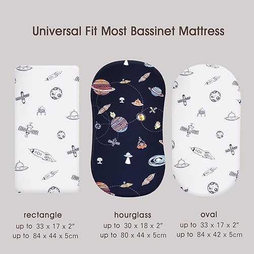 Miniatura 6 de PHF Juego de sábanas suaves para moisés, paquete de 2 sábanas sedosas y transpirables para bebés niños y niñas, ajuste universal para la mayoría de