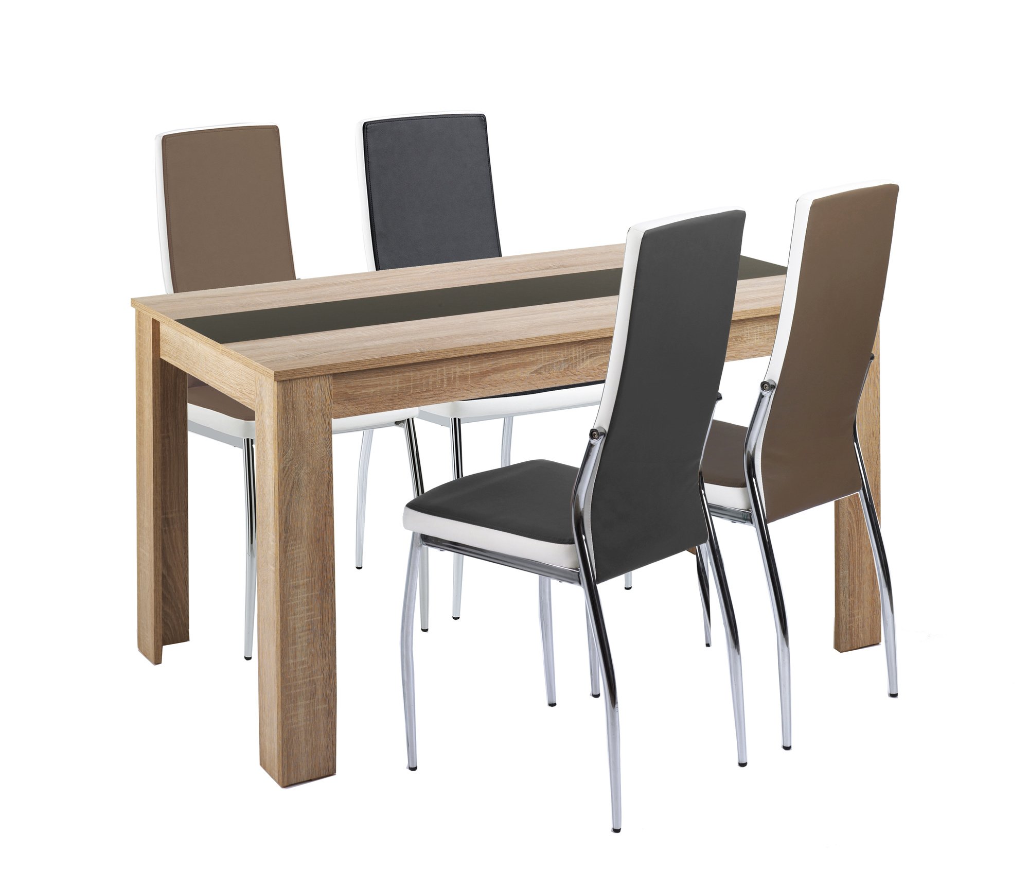 byLIVING Esstisch NORI, Küchentisch in Eiche-Optik, 120 x 80, H 75 cm | Einlegeplatte wendbar in schwarz oder weiß, großer Tisch