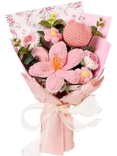 Crochet Flowers Bouquet - Handmade Tulips Roses Daisies Knitted Flowers