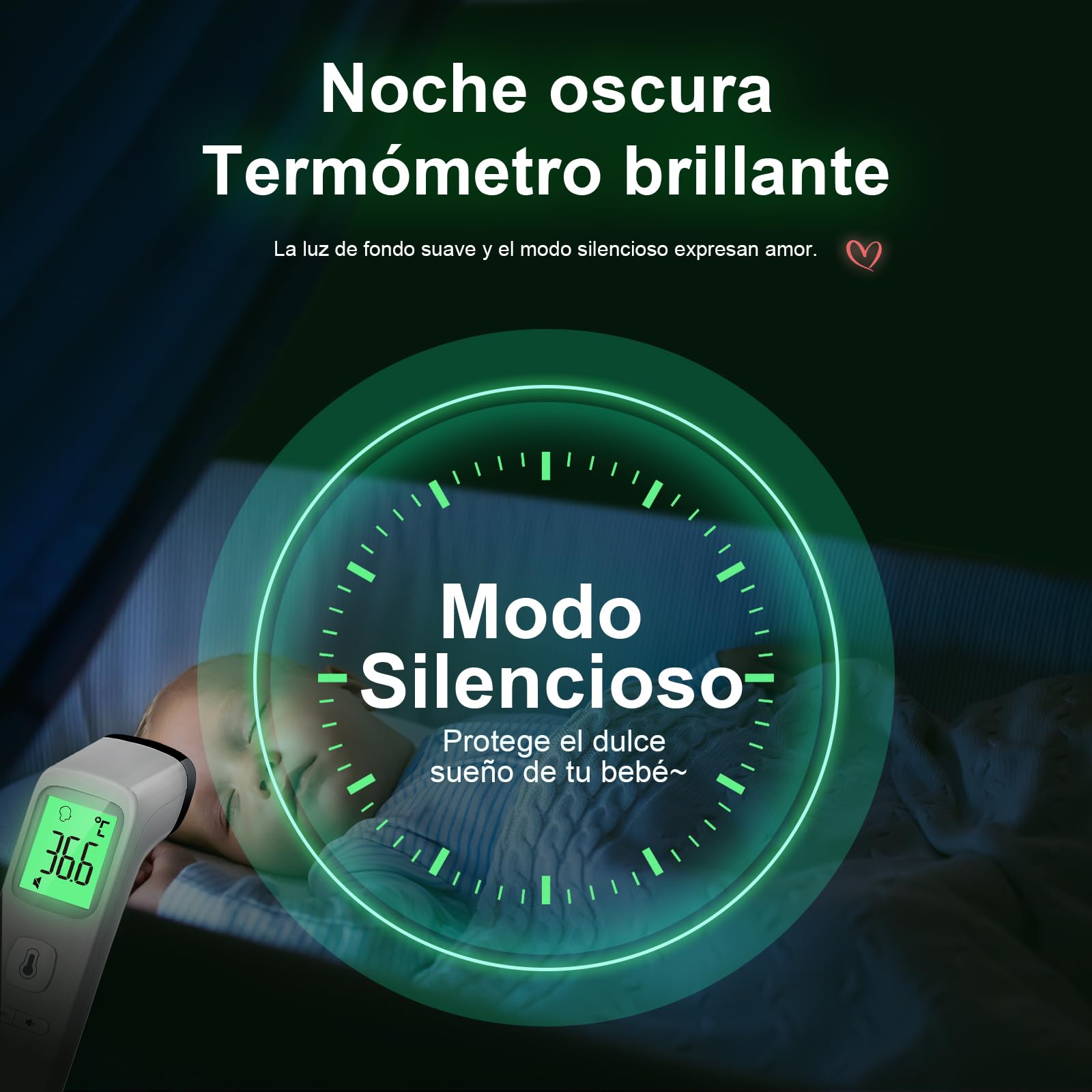 Viproud Termómetro digital infrarrojo sin contacto para frente, retroiluminación de tres colores, medición precisa, alarma de fiebre, apto para bebés, niños y adultos (blanco)