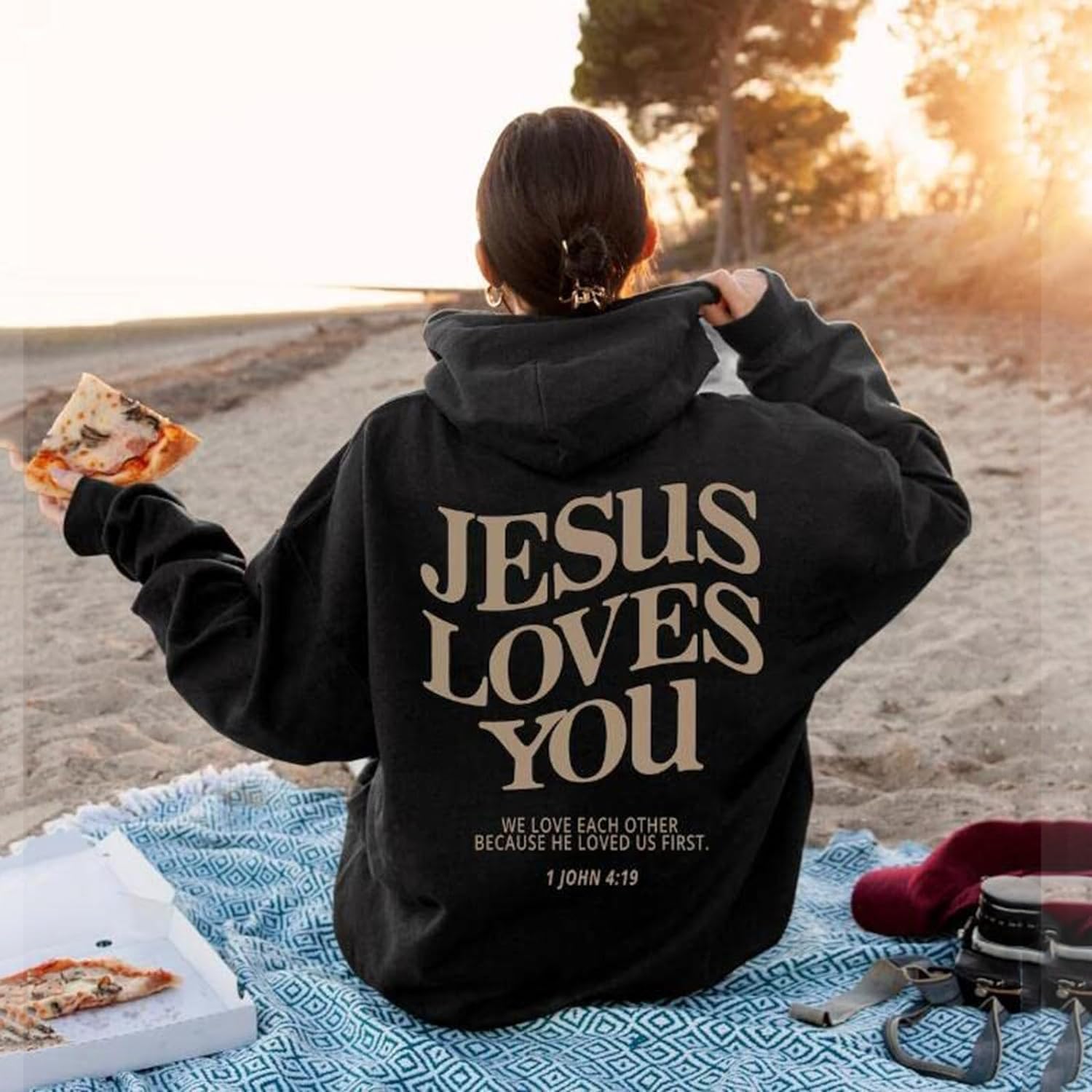 Jesus Loves You Hoodie Faith Over Fear hoodie Christian Bible Verse Religious Sweatshirt Pullover Faith Sweater