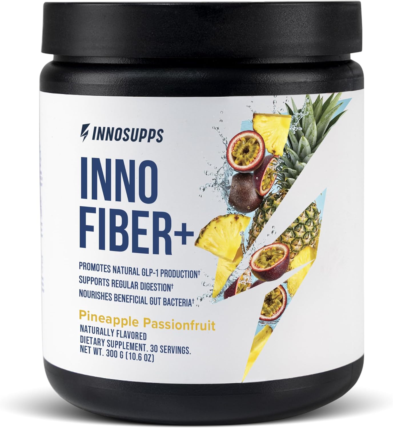 Inno Fiber+ Daily Fiber Supplement for Women and Men, 3-in-1 Pre + Pro + Postbiotic Formula, Supports Digestive Health, Gut Comfort & Fullness, Easy-Mix Soluble Fiber Powder (Pineapple Passionfruit)