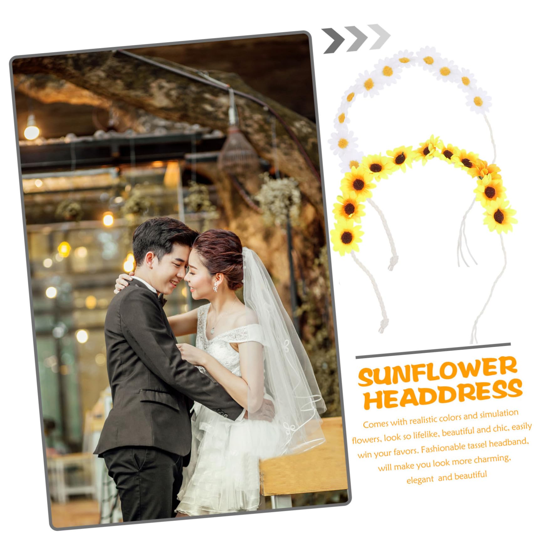 Healeved 8piezas Diadema De Girasol Artificial Accesorio Floral Para Bodas y Fiestas Cabeza Decorativa Para Mujeres y Niñas