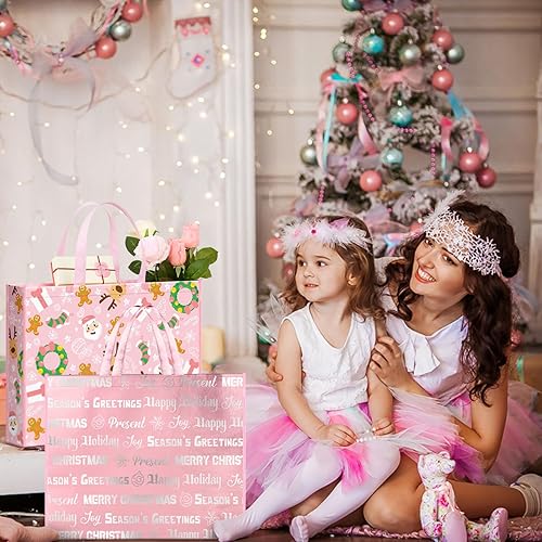 Miniatura 10 de PerKoop 4 bolsas de regalo de Navidad extragrandes de 20 x 16 pulgadas, bolsa de regalo religiosa jumbo con asas, reutilizable, no tejida, bolsas de