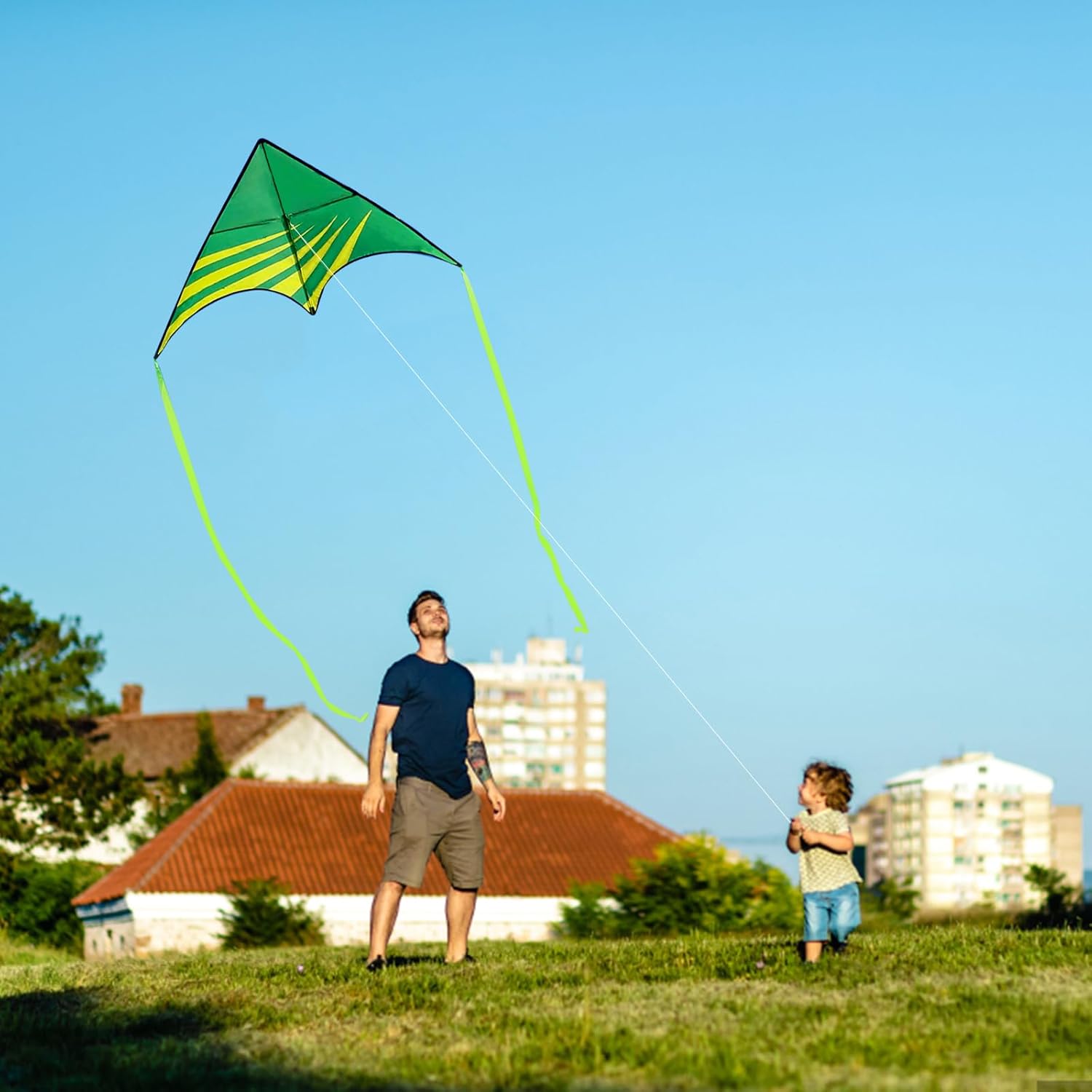 Large Rainbow Delta Kite for Kids & Adults,Single Line Beach Kite for Kids Ages 4-8 & 8-12,Easy to Fly for Toddlers and Beginners