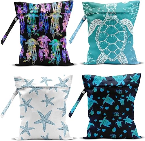 Miniatura 7 de Paquete de 4 bolsas húmedas para traje de baño, artículos esenciales de viaje a la playa, bolsa húmeda y seca, para protector solar, artículos de