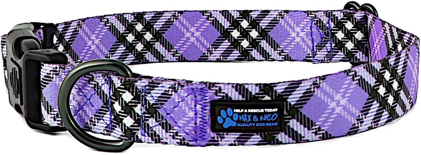 Max and Neo NEO Nylon Buckle Reflective Dog Collar - We Donate a Collar to a Dog Rescue for Every Collar Sold (Medium, Black) : Pet Supplies