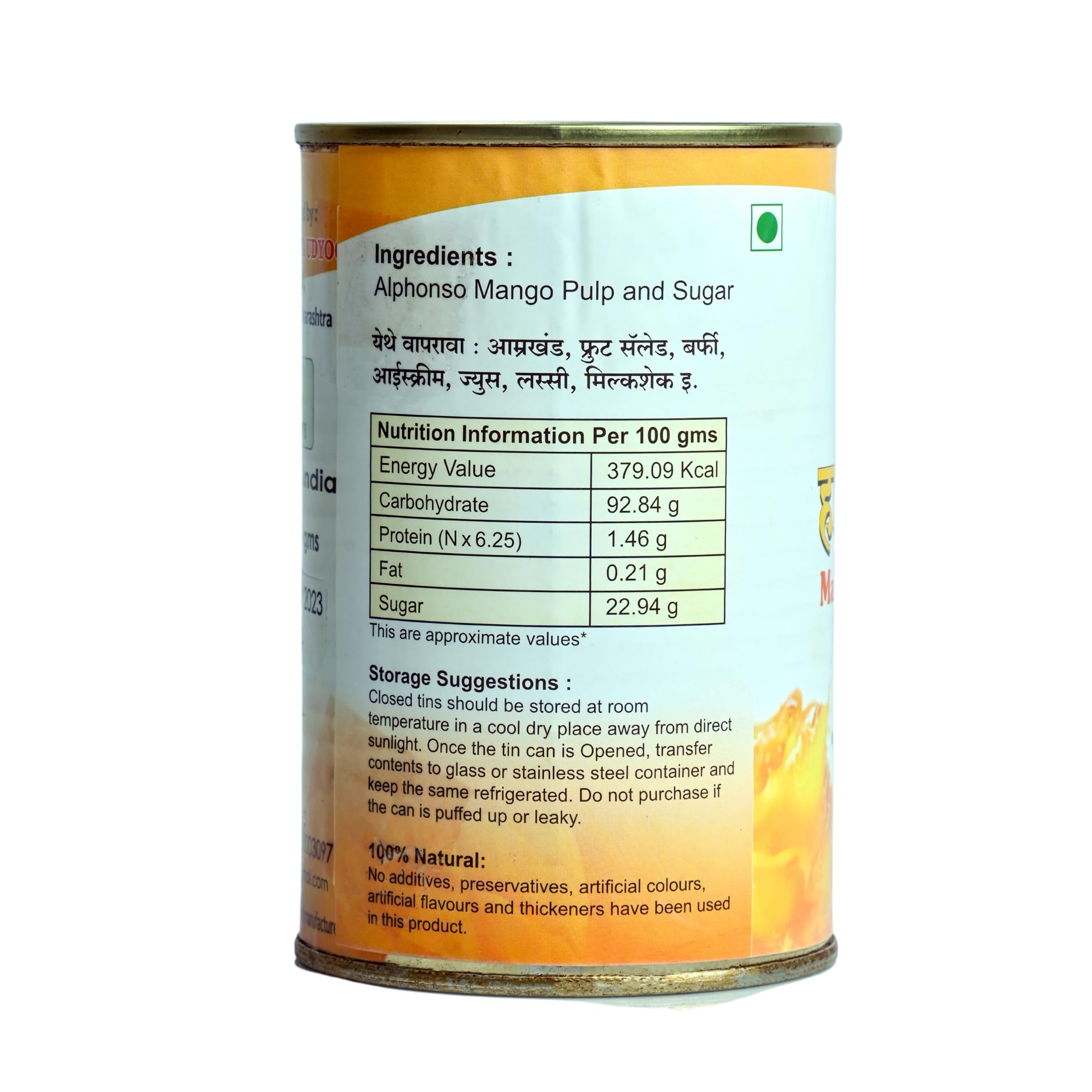Gondhalekar's Pure Alphonso Mango Pulp (Pack of 2-450 gms Each) | Natural & Authentic Ratnagiri Alphonso Mangoes | Rich Aamras for Desserts, Shakes & Sweets | No Preservatives - Image 2 thumbnail